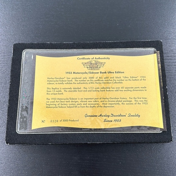 Harley-Davidson Numbered Limited Edition 1933 Motorcycle Sidecar Ultra Edition - Picture 12 of 14